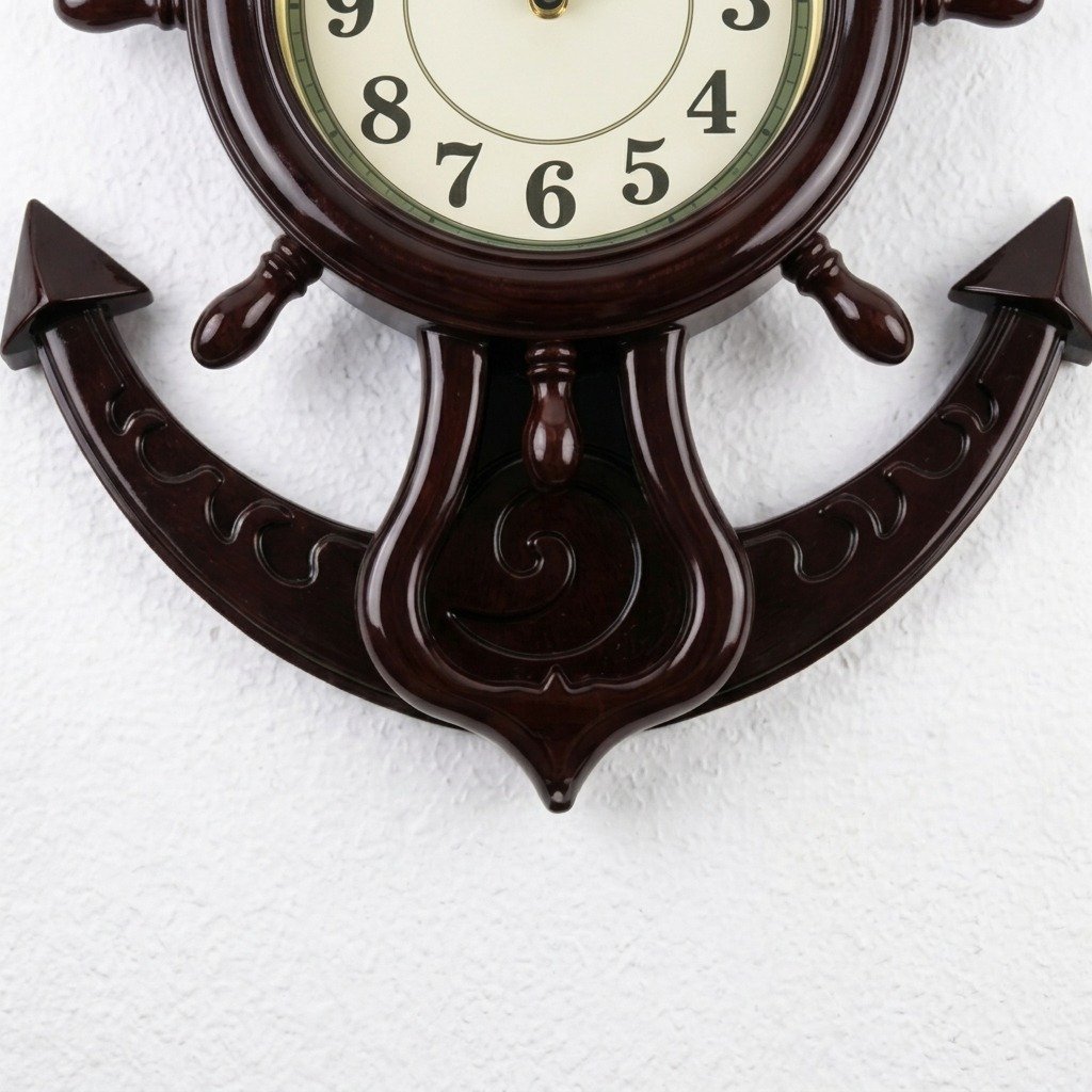 PHILI Vintage Nautical Anchor Ship Wheel Wall Clock